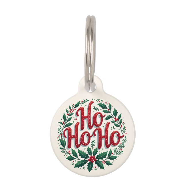 Ho Ho Ho Weihnachtskränze-Typografie-Design Haustiermarke (Vorderseite)