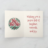 Ho Ho Ho Weihnachtskränze-Typografie-Design Karte (Innenseite)