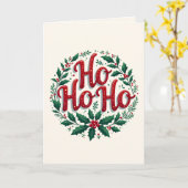 Ho Ho Ho Weihnachtskränze-Typografie-Design Karte (Gelbe Blume)