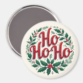 Ho Ho Ho Weihnachtskränze-Typografie-Design Magnet (Vorderseite/Rückseite)