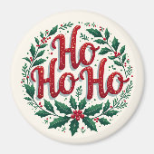 Ho Ho Ho Weihnachtskränze-Typografie-Design Magnet (Vorne)