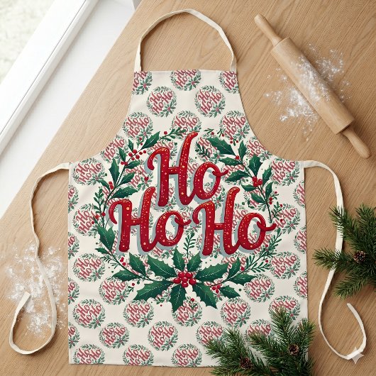 Ho Ho Ho Weihnachtskränze Typografie Design Schürze