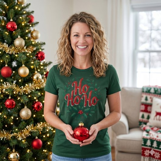 Ho Ho Ho Weihnachtskränze-Typografie-Design T-Shirt