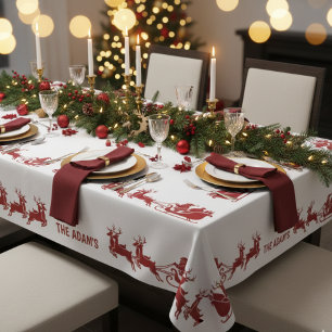 Ho Ho Ho Weihnachtsmann-Schlittenfahrt-Weihnachts- Tischdecke