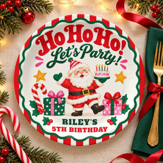 Ho Ho Ho Weihnachtsmann Weihnachtsgeburtstag Rote Pappteller