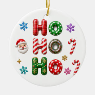 Ho Ho Ho Weihnachtsmann-Zuckerrohr-Polka-Punkt-Wei Keramik Ornament