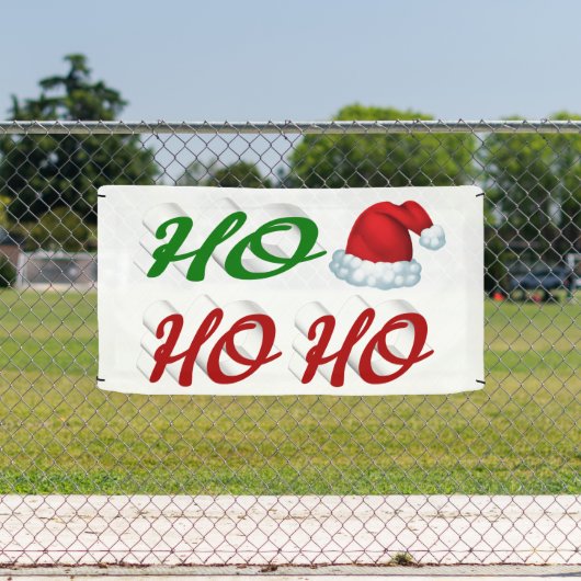 Ho Ho Ho Weihnachtsmannmütze Weihnachtsgrün Banner (Insitu)