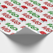Ho Ho Ho Weihnachtsmannmütze Weihnachtsgrün Geschenkpapier (Ecke)