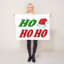 Ho Ho Ho Weihnachtsmannmütze Weihnachtsgrün Typogr Fleecedecke