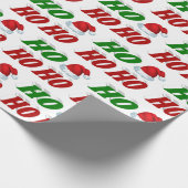 Ho Ho Ho Weihnachtsmannmütze Weihnachtsgrün Typogr Geschenkpapier (Ecke)