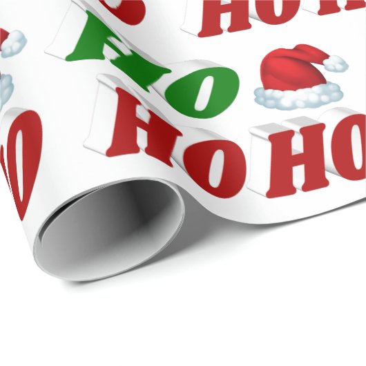 Ho Ho Ho Weihnachtsmannmütze Weihnachtsgrün Typogr Geschenkpapier (Rolleneckpunkt)