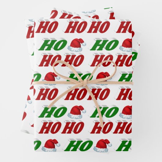 Ho Ho Ho Weihnachtsmannmütze Weihnachtsgrün Typogr Geschenkpapier Set (Beispiel)