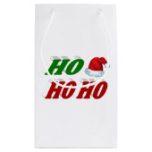 Ho Ho Ho Weihnachtsmannmütze Weihnachtsgrün Typogr Kleine Geschenktüte (Rückseite)