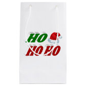 Ho Ho Ho Weihnachtsmannmütze Weihnachtsgrün Typogr Kleine Geschenktüte (Vorderseite)