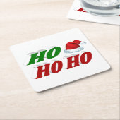 Ho Ho Ho Weihnachtsmannmütze Weihnachtsgrün Typogr Rechteckiger Pappuntersetzer (angewinkelt)
