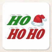Ho Ho Ho Weihnachtsmannmütze Weihnachtsgrün Typogr Rechteckiger Pappuntersetzer (Vorderseite)