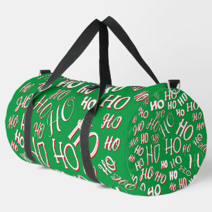 HO HO HO Weihnachtstextmuster weiß grün rot Duffle Bag
