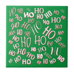 HO HO HO Weihnachtstextmuster weiß grün rot Fliese