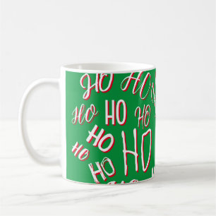 HO HO HO Weihnachtstextmuster weiß grün rot Kaffeetasse