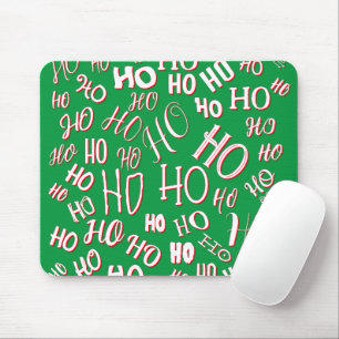 HO HO HO Weihnachtstextmuster weiß grün rot Mousepad