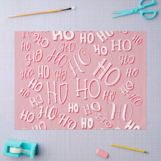HO HO HO Weihnachtstextmuster weiß rot pink Seidenpapier