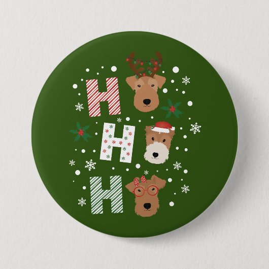 Ho Ho Ho Welsh Terrier Frohe Weihnachten Button (Vorderseite)