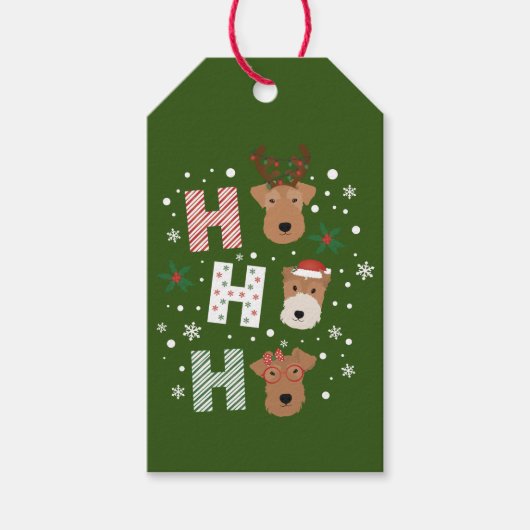 Ho Ho Ho Welsh Terrier Frohe Weihnachten Geschenkanhänger (Vorderseite)