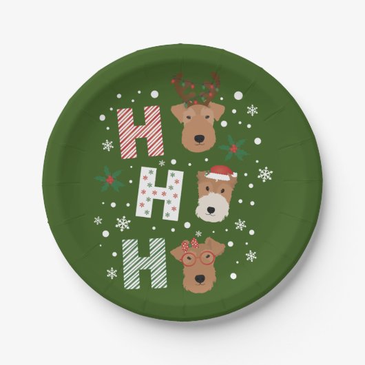 Ho Ho Ho Welsh Terrier Frohe Weihnachten Pappteller (Vorderseite)