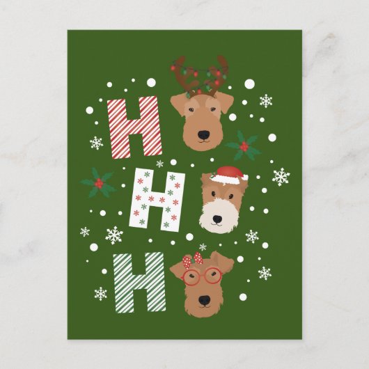 Ho Ho Ho Welsh Terrier Frohe Weihnachten Postkarte (Vorderseite)