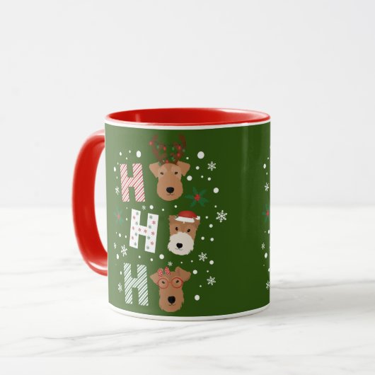 Ho Ho Ho Welsh Terrier Frohe Weihnachten Tasse (Vorderseite Links)