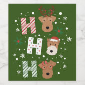 Ho Ho Ho Welsh Terrier Frohe Weihnachten Weinetikett (Einzelnes Label)