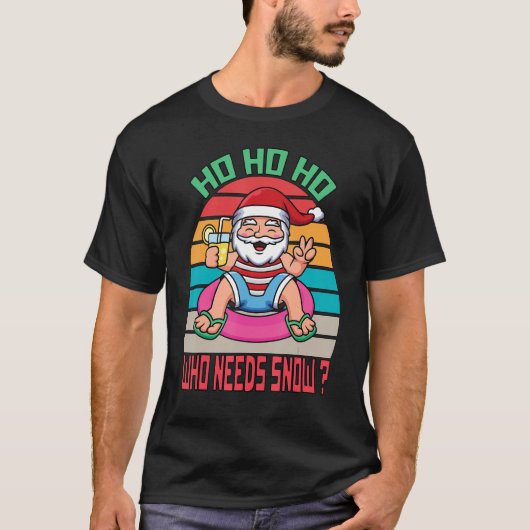 Ho Ho Ho Wer Snow Santa & Juice Retro Vinta T-Shirt (Vorderseite)