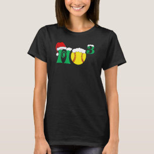 Ho Ho Ho X 3 Softball Weihnachtsfeiertag Santa Xma T-Shirt