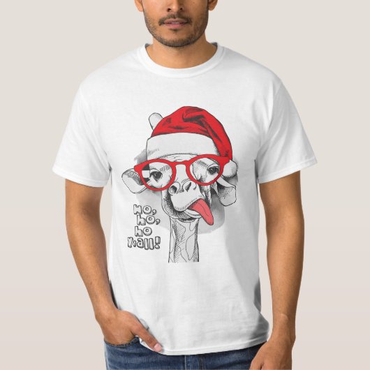Ho Ho Ho Y'All, Giraffe Weihnachtsgeschenk T-Shirt (Vorderseite)