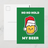 HO HO HOLD MEIN BIER NIEDLICHEN BIER SANTA POSTKARTE (Vorne/Hinten)