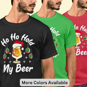 Ho Ho Hold My Beer Aussie Christmas Black T-Shirt