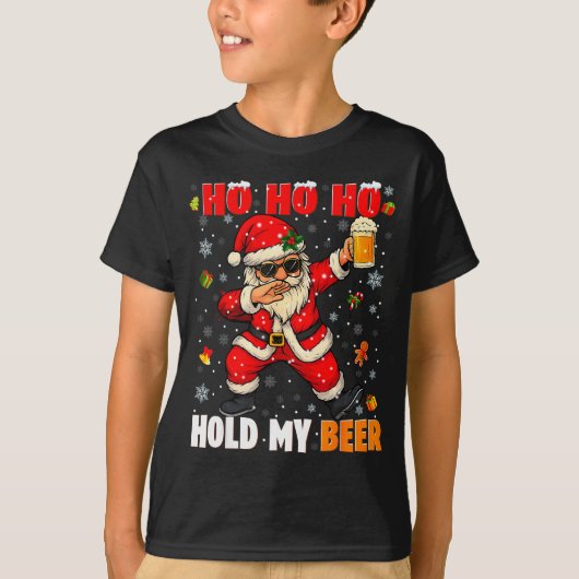 Ho Ho Hold My Drink Cool Dabbing Santa Christmas X T-Shirt (Vorderseite)