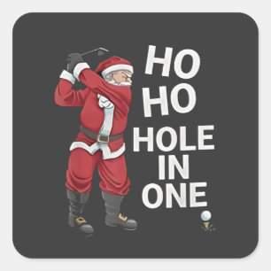 Ho Ho Hole in One Funny Golfo Weihnachten Quadratischer Aufkleber