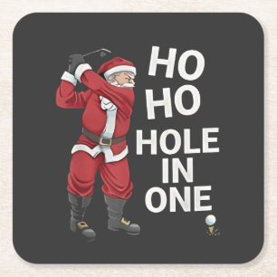 Ho Ho Hole-in-One Lustiger Golf-Weihnachten Rechteckiger Pappuntersetzer