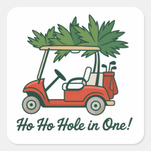 Ho Ho Hole In One Weihnachten Santa Golf Golfen Quadratischer Aufkleber