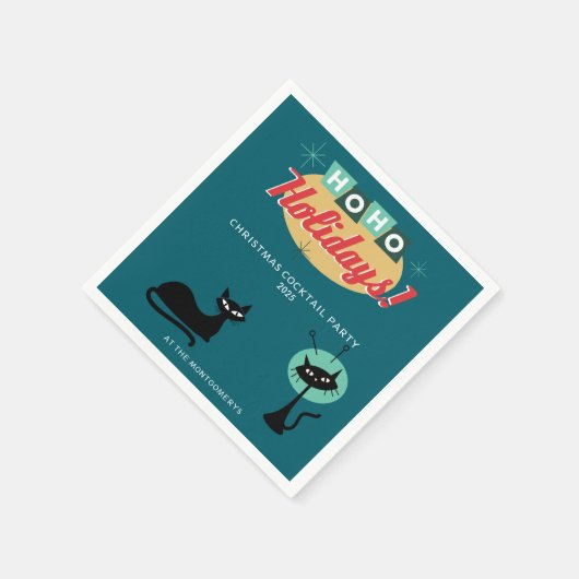 Ho Ho Holidays Midcentury Modern Christmas Serviette (Ecke)