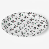 Ho Ho Holly Berry Seamless Muster Weihnachten Pappteller (Schrägansicht)