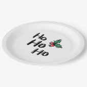 Ho Ho Holly Berry Weiße Weihnachten Pappteller (Schrägansicht)