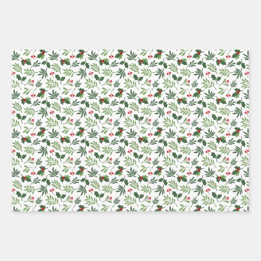 Ho Ho Holly Wrapping Paper Sheets Geschenkpapier Set (Vorderseite 3)