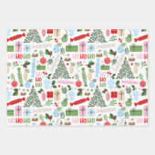 Ho Ho Holly Wrapping Paper Sheets Geschenkpapier Set (Vorderseite)