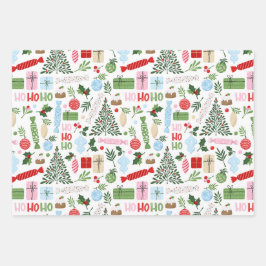 Ho Ho Holly Wrapping Paper Sheets Geschenkpapier Set