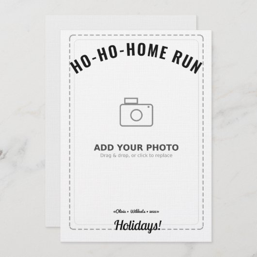Ho-Ho-Home Run Raccoon Holiday Card (White Back)  Einladung (Vorne/Hinten)