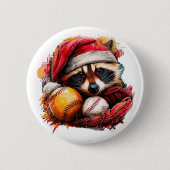 Ho-Ho-Home Run Raccoon Pin Button (Vorderseite)