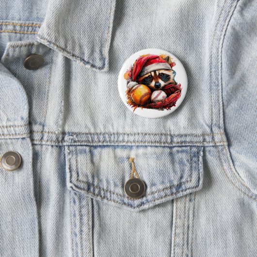 Ho-Ho-Home Run Raccoon Pin Button (Beispiel)
