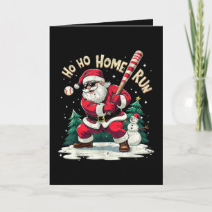 Ho Ho Home Run Vintage Weihnachtsmann spielt Baseb Feiertagskarte